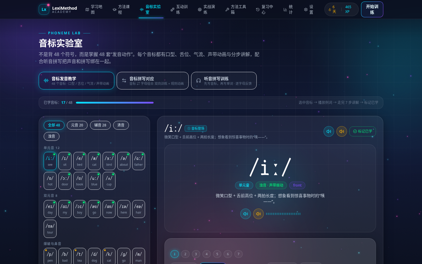 音标实验室,48 个音标与口型动画